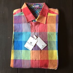 Men’s Med BUGATCHI Shaped Fit Linen Blend Shirt
